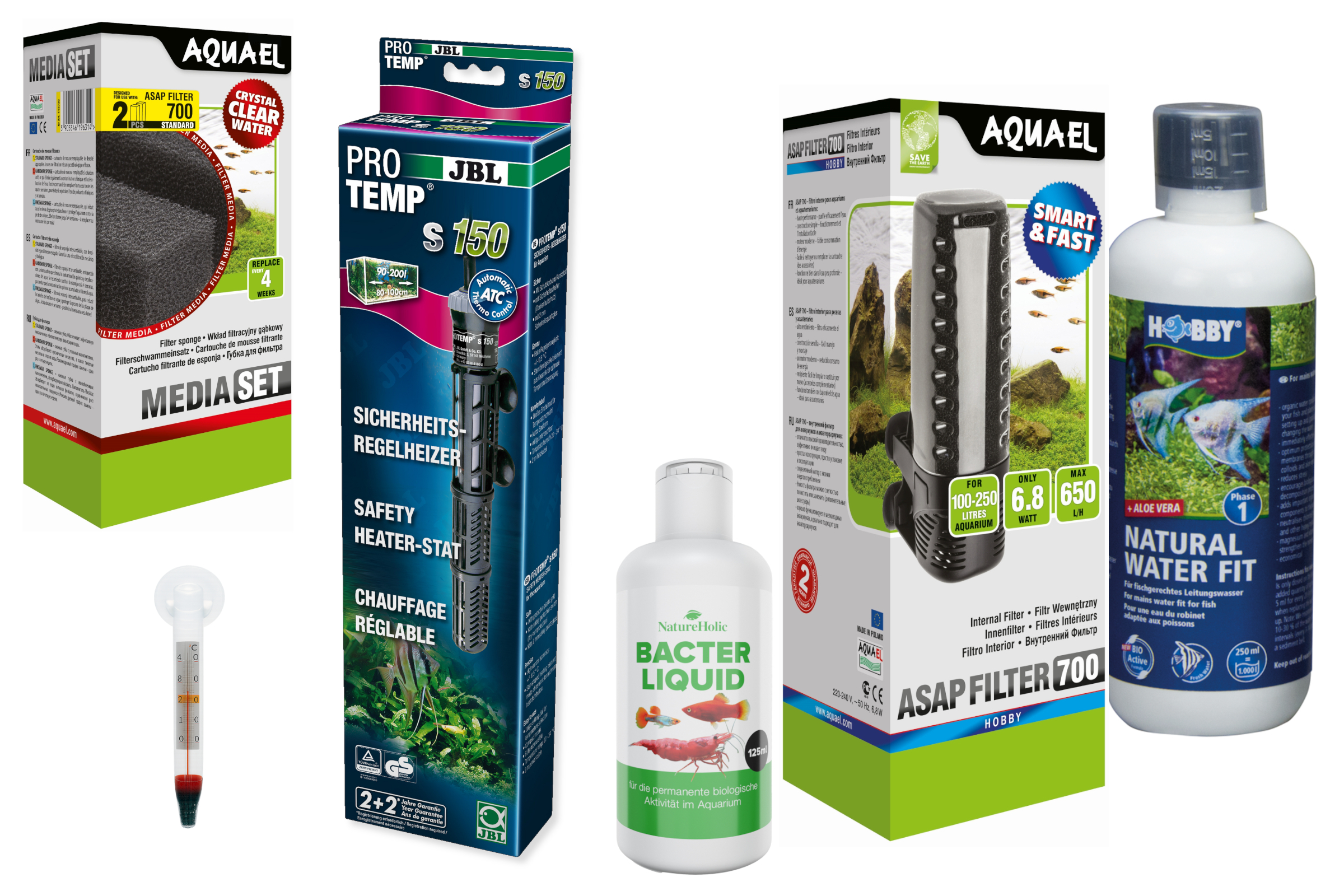 Aquaristik: Filter, Heizstab, Aufbereiter, Thermometer